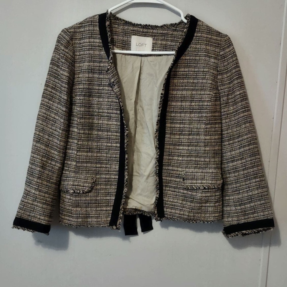 Ann Taylor Loft Tan & Black Tweed Jacket Size 4